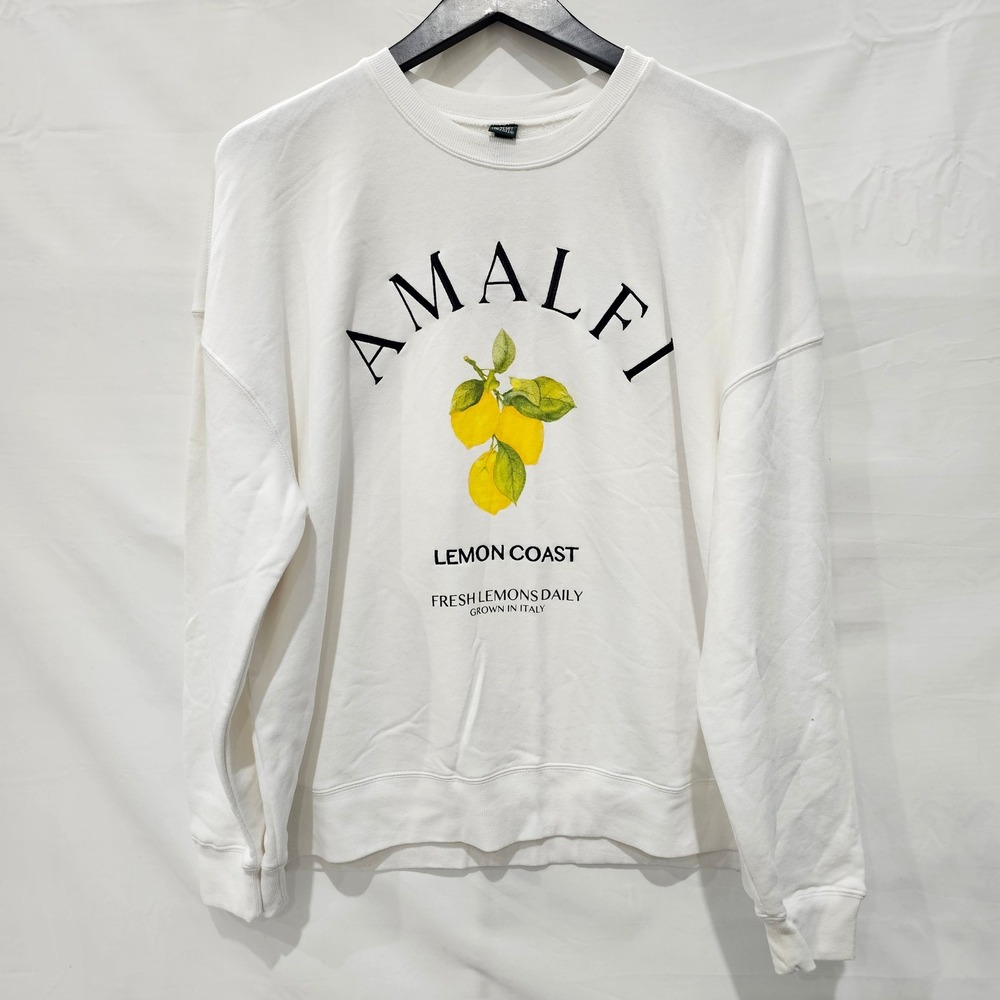 New Wild Fable Womans Large Amalfi Lemon Coast Graphic Crewneck Sweatshirt White - Picture 1 of 5